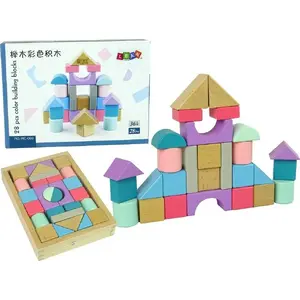 Wooden Building Blocks LEAN Sport 28-piece Pastel Set — Castle Construction