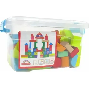 Wooden Colored Building Blocks Set TUPIKO TUPI0366 – Large Container, 76 Pieces