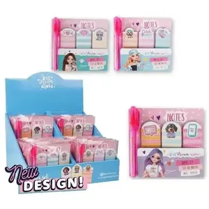 Self-adhesive Note Pads with Mini Pen, Post-It 3M, assorted colors, compact set