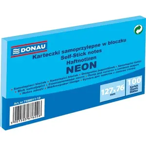 Self-adhesive Note Pad PBS Connect 127×76 mm Neon Blue, 100 sheets (model 7588011-10)