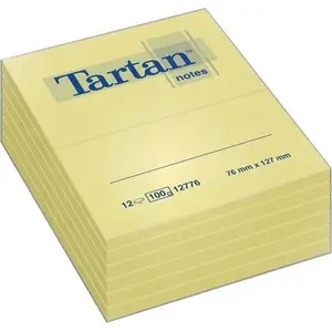 Self-adhesive Note Block Tartan 76×127 mm, 12 pads × 100 sheets, yellow