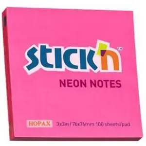 Pašlīmējošas neona tumši rozā līmlapiņas Stickn, modelis 21165, piezīmju bloks