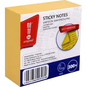 Self-adhesive note pad MemoBe 75×75 mm 300 sheets yellow