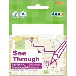 Self-adhesive transparent sticky notes Stickn 76×76 mm pack 50 sheets