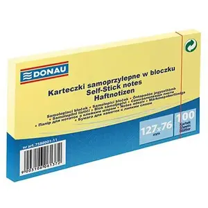 Self-adhesive Note Pad Donau 127x76 mm 1x100 sheets light yellow
