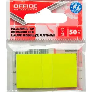 Office Products index tabs, polypropylene (PP), 25×43 mm, 50 sheets, hanging strip, yellow