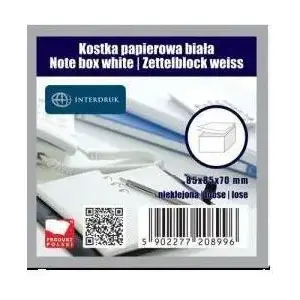 INTERDRUK paper memo cube 85×85×70 mm white, unglued (203798)