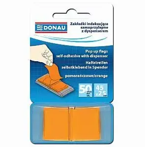 Indexing Tabs with Dispenser Donau 45×25 mm PP 50 pcs Orange