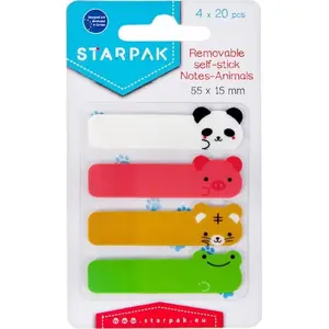 Starpak ZI ANIMALF bookmark set 15×55 mm, 4×20 sheets, animal designs, pack 24/1008