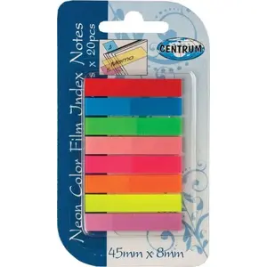 Index Tabs Centrum PP 45×8 mm Neon, 8 colors, 20 sheets each (CE83504)