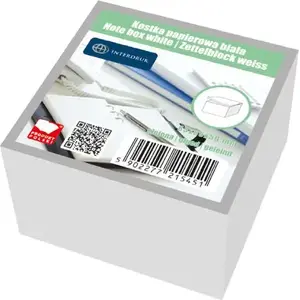 Pad of glued white note paper INTERDRUK Kostka 85×85×50 mm