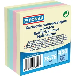 Donau self-adhesive note pads 76 x 76 mm, mixed colors, pack of 12 (model 7586012-99)