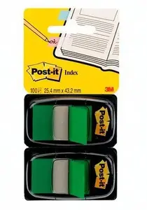 Index Cards Post-IT 3M 680-G2EU, green, 25×43 mm, 100 pcs