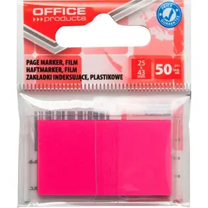 Index Tabs Office Products, polypropylene (PP) 25×43 mm, 50 tabs, hanging dispenser, pink