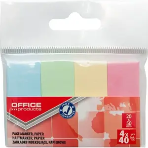Indexing Tabs Office Products, paper 20×50 mm, 4×40 sheets, hanging pack, pastel mix