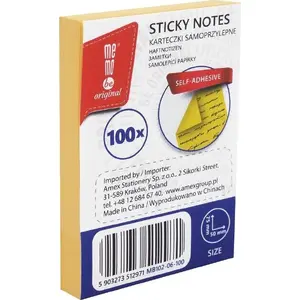 Self-adhesive notes MemoBe 50×75 mm, 100 sheets, yellow