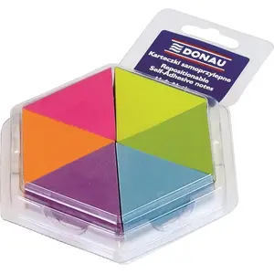 Self-adhesive triangular notes pad Donau 43×50 mm, 6 pads × 150 sheets, neon