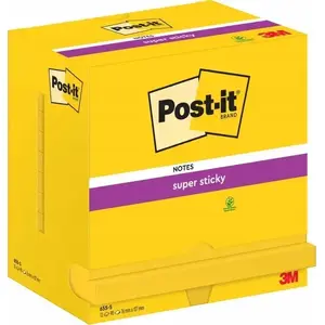 Self-adhesive notes Post-It 3M Super Sticky 655-S, 127x76 mm, 12 pads × 90 sheets, bright yellow