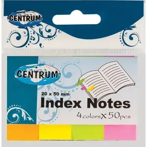 Paper index tabs Centrum 20×50 mm neon, pack of 50 (model 85385)