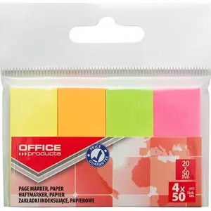 Office Products index tabs / sticky flags, paper, 20×50 mm, 4×50 sheets, hanging pack, neon mix