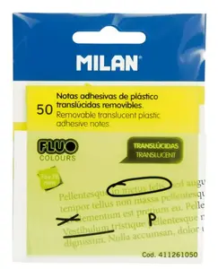Self-adhesive note paper Milan 411261050 Square Transparent Yellow 76×76 mm 50 sheets