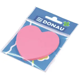 Sticky note pad Donau heart shape 1x50 sheets light pink