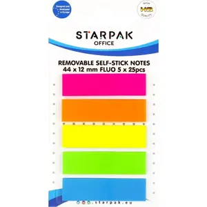 Highlighter Tabs STARPAK ZAKLADKA IND 12x44 mm, 5 colors, 25 pcs per pack, fluorescent