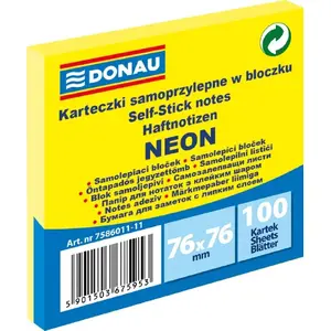 Sticky Notes Donau 76×76 mm Neon Yellow 100 sheets (self-adhesive)