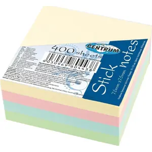 Self-adhesive Notes Centrum 76×76 mm 400 sheets, 4 pastel colors