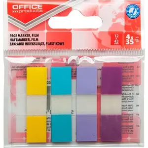 Office Products index tabs, polypropylene (PP) 12×43 mm, 4×35 sheets, hanging ring, pastel mix