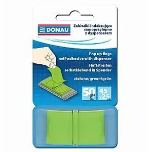 Index Tabs with Dispenser Donau 45×25 mm PP 50 sheets green (model 7558001PL-02)