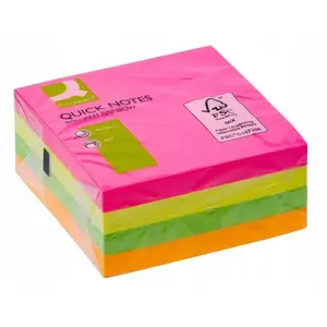 Self-adhesive note pad Q-Connect 76×76 mm, 1×400 sheets, 4 neon colors
