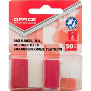 Разделители (закладки) Office Products, полипропилен (PP), 25×43 мм, 50 шт., красные