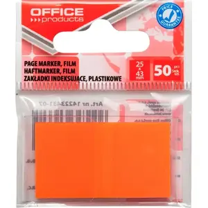 Закладки индексные Office Products, полипропилен (PP), 25×43 мм, 50 шт., на подвеске, оранжевые