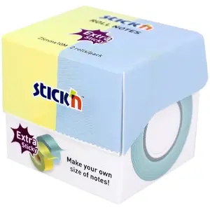 Sticky note roll Stickn 21905 Extra Sticky FSC 2x25 mm x 10 m pastel yellow & blue