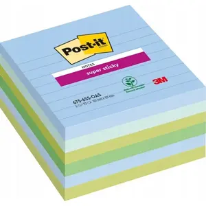 Self-adhesive notes Post-It 3M Super Sticky XL OASIS lined 101×101 mm, 6 pads of 90 sheets