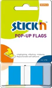 Stickn adhesive index tabs 45×25 mm, dispenser pack, blue, model 26024