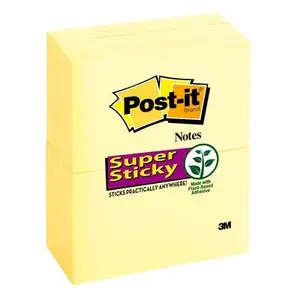 Sticky Notes Pad Post-IT 3 x 5 in (76.2 x 127 mm), Canary Yellow, 12 pads, 90 sheets/pad