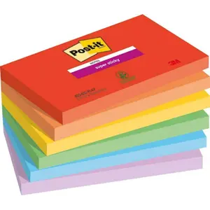 Sticky notes Post-It 3M Super Sticky PLAYFUL, 76×127 mm, 6 pads × 90 sheets