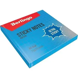 Self-adhesive sticky notes Berlingo 75 x 75 mm blue grid 80 sheets