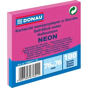 Sticky Note Pad Donau 76 x 76 mm 100 sheets neon pink (model 7586011-16)