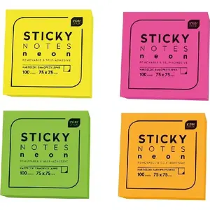 Self-adhesive Neon Notes INTERDRUK 75x75 mm 100 sheets (model 333196)