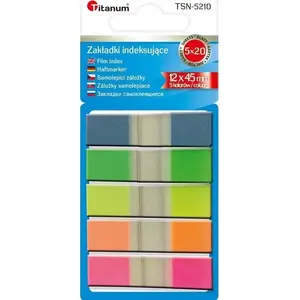 Titanum index tabs fluo 12×45 mm fluorescent paper tabs pack 5×20 sheets