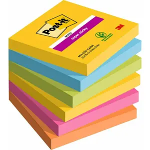 Self-adhesive note paper pad Post-It 3M Square 76×76 mm, 90 sheets, assorted blue/green/orange/pink/yellow