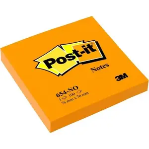 Self-adhesive notes Post-It 3M 654N 76×76 mm, 1 pad of 100 sheets, fluorescent orange