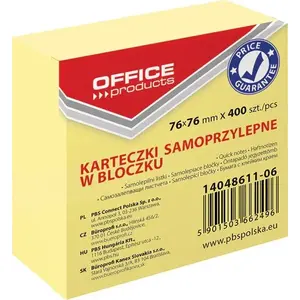 Self-adhesive Note Pads office products 76×76 mm, 1×400 sheets, pastel light yellow