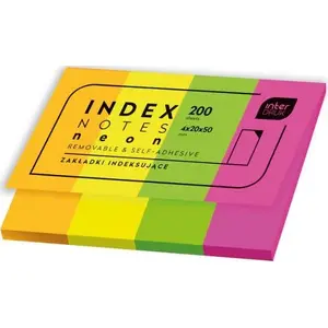 Index Tabs INTERDRUK neon 200 pcs — adhesive index markers for documents and books