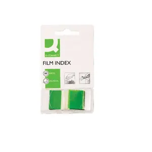 Self-adhesive index tabs Q-Connect KF03635 — blank, green, 25×43 mm, 50 sheets