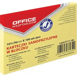 Self-adhesive Notes pad Office Products 101 × 76 mm, 100 sheets, pastel light yellow