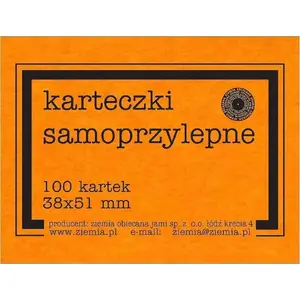 Self-adhesive fluorescent sticky notes Ziemia Obiecana 38×51 mm 100 sheets, orange